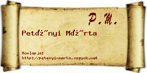 Petényi Márta névjegykártya